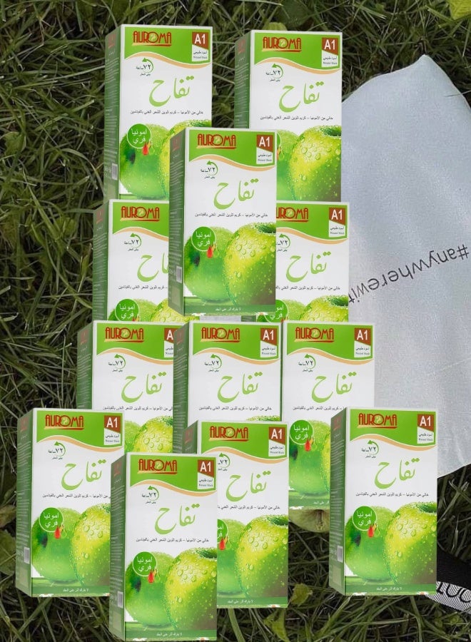 أوروما 12 قطع اوروما تفاح كريم تلوين الشعر خالي من الامونيا A1 أسود طبيعي 500 + 500 مل - Image 1